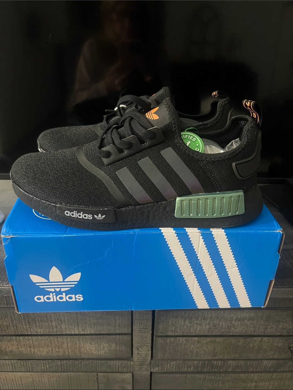 adidas Black Athletic Sneakers with Green Accents